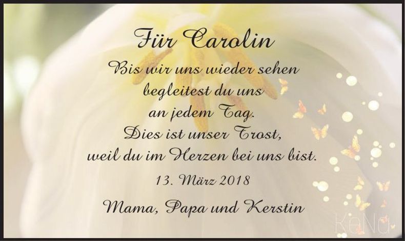 Traueranzeige Carolin Nachreiner