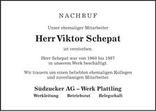 Traueranzeige Viktor Schepat