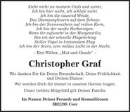 Traueranzeige Christopher Graf