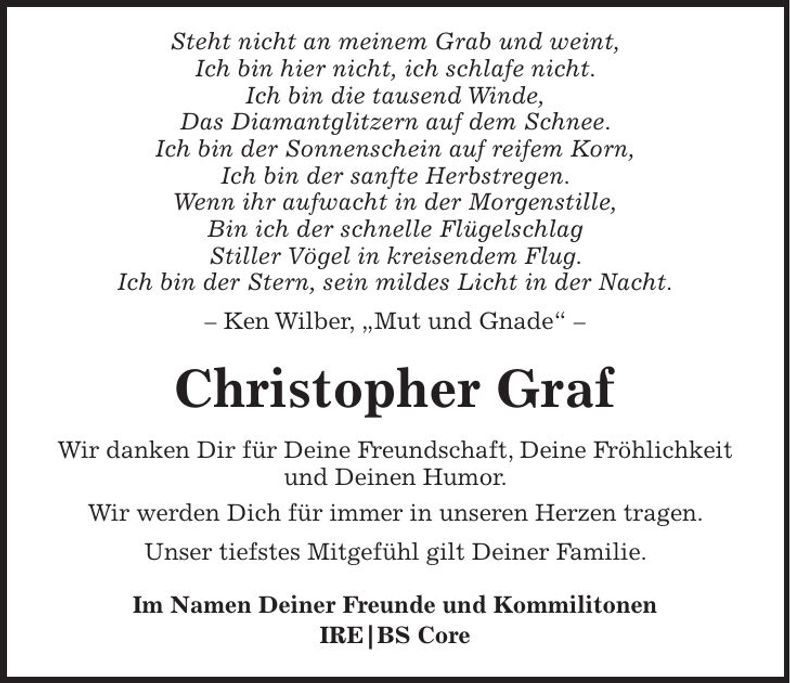 Traueranzeige Christopher Graf