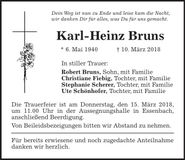 Traueranzeige Karl-Heinz Bruns