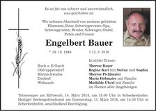 Traueranzeige Engelbert Bauer