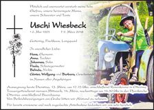 Traueranzeige Uschi Wiesbeck