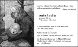 Traueranzeige Anke Fischer