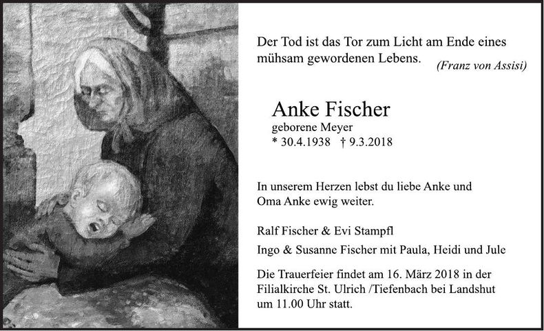 Traueranzeige Anke Fischer