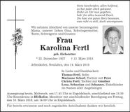 Traueranzeige Karolina Fertl