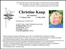 Traueranzeige Christine Kaup