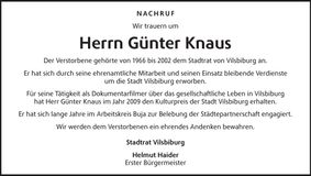 Traueranzeige Günter Knaus