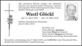 Traueranzeige Wastl Glöckl