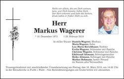 Traueranzeige Markus Wagerer