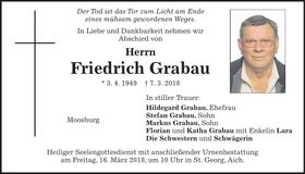 Traueranzeige Friedrich Grabau