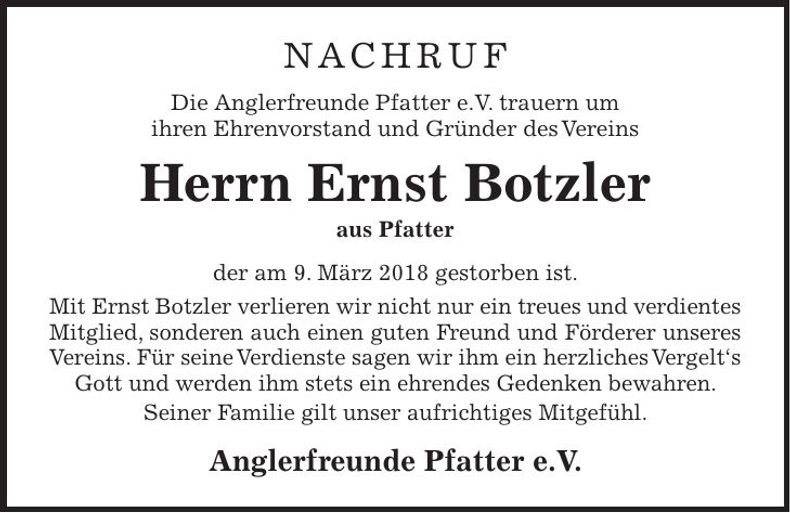 Traueranzeige Ernst Botzler