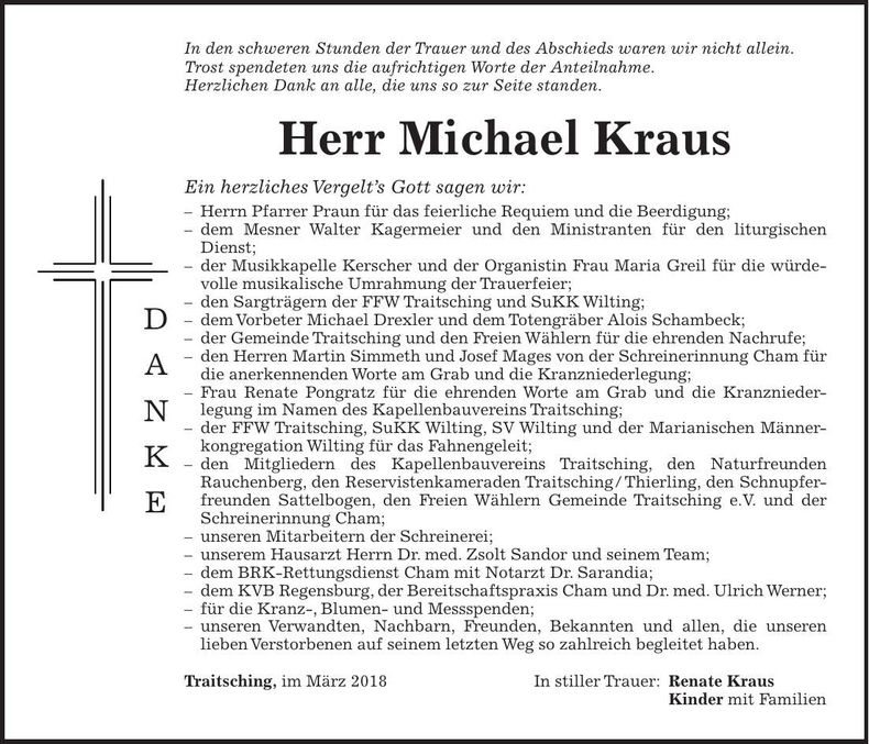 Traueranzeige Michael Kraus
