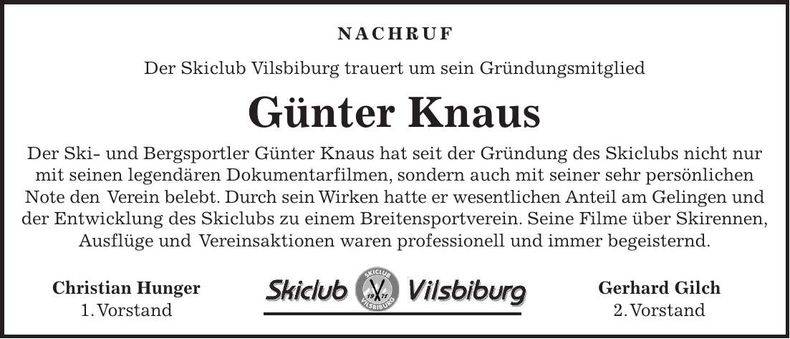 Traueranzeige Günter Knaus