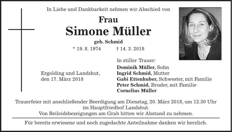 Traueranzeige Simone Müller