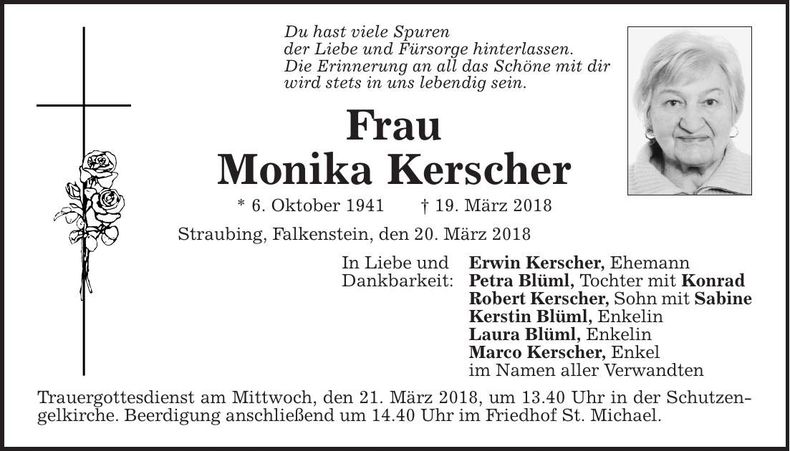 Traueranzeige Monika Kerscher