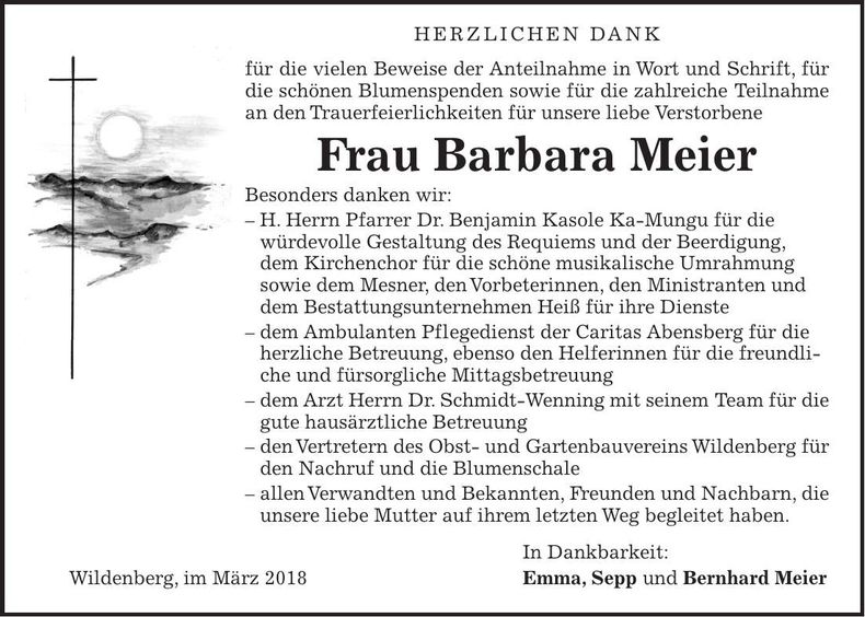 Traueranzeige Barbara Meier