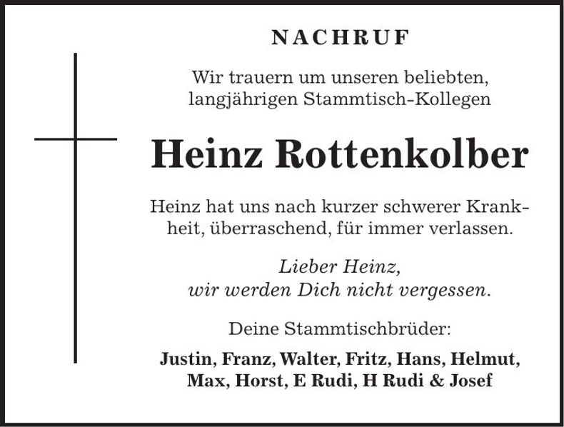 Traueranzeige Heinz Rottenkolber