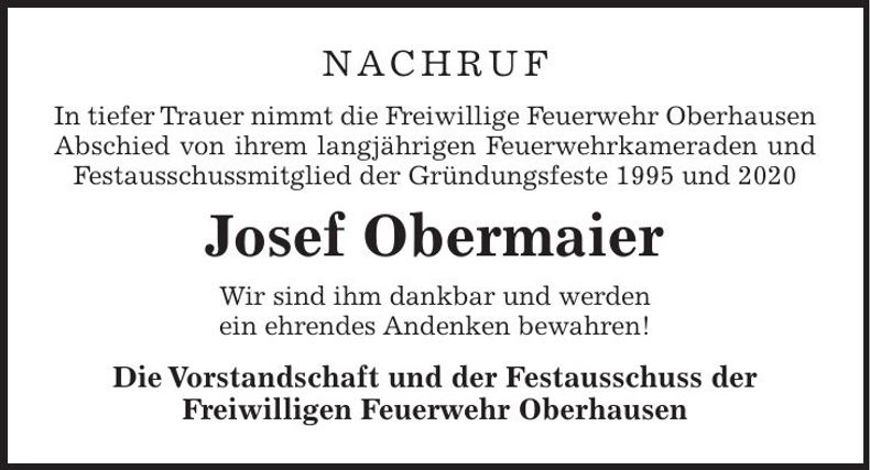 Traueranzeige Josef Obermaier
