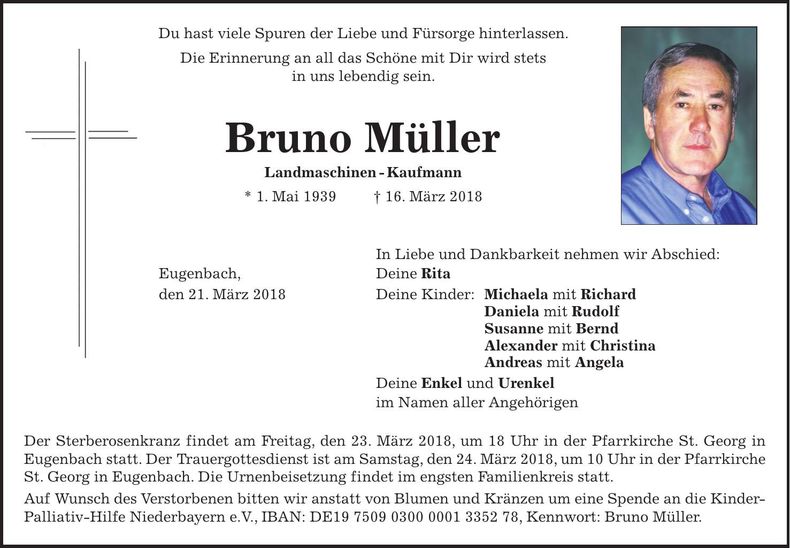 Traueranzeige Bruno Müller