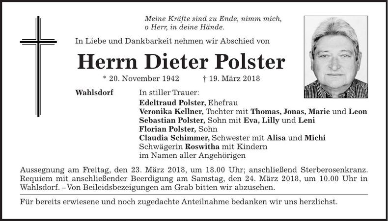 Traueranzeige Dieter Polster