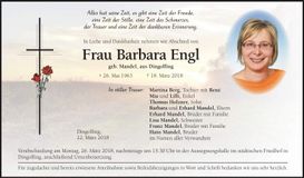 Traueranzeige Barbara Engl