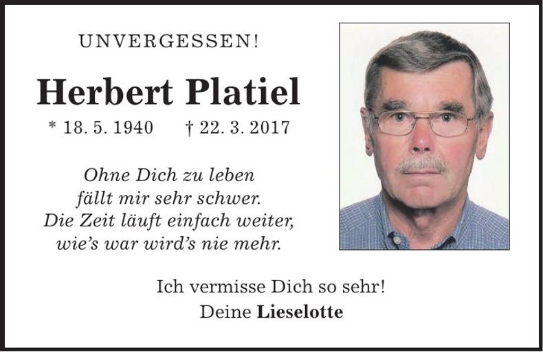 Traueranzeige Herbert Platiel