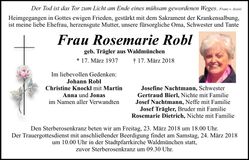 Traueranzeige Rosemarie Robl