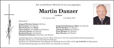 Traueranzeige Martin Danzer