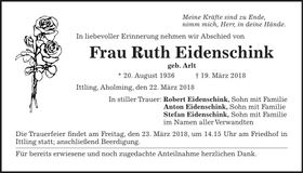 Traueranzeige Ruth Eidenschink