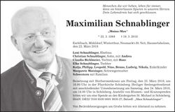 Traueranzeige Max Schnablinger
