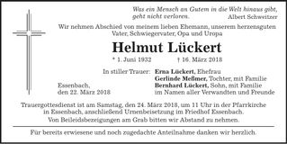 Traueranzeige Helmut Lückert