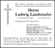 Traueranzeige Ludwig Landstorfer