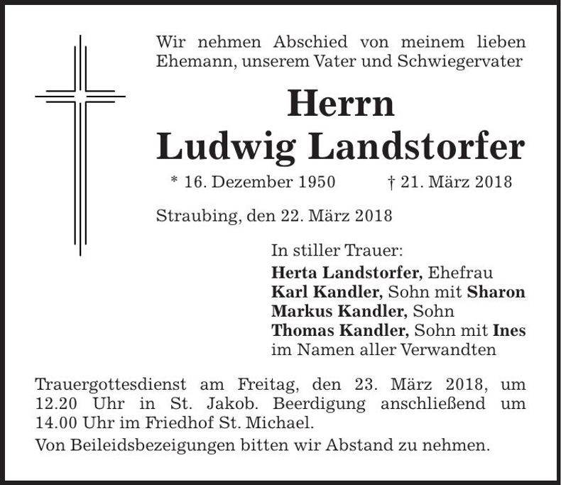 Traueranzeige Ludwig Landstorfer