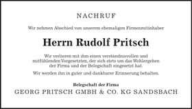 Traueranzeige Rudolf Pritsch