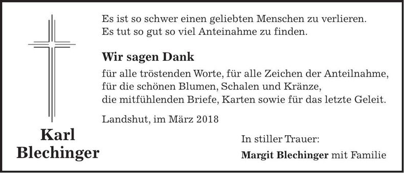 Traueranzeige Karl Blechinger