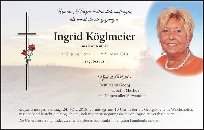 Traueranzeige Ingrid Köglmeier