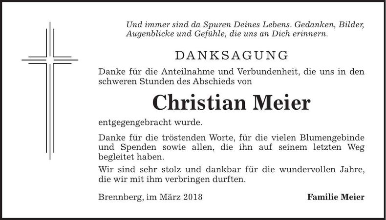 Traueranzeige Christian Meier