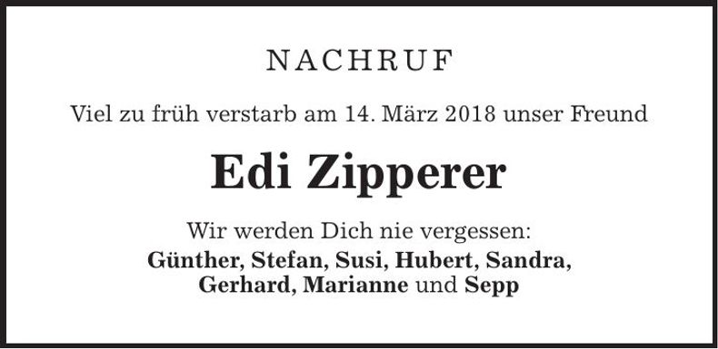 Traueranzeige Edgar Zipperer