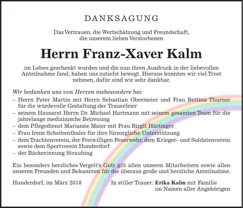 Traueranzeige Franz-Xaver Kalm