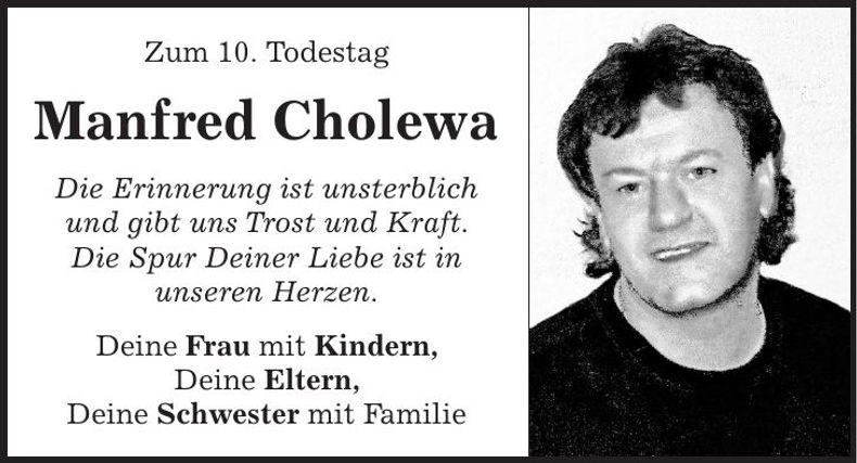 Traueranzeige Manfred Cholewa