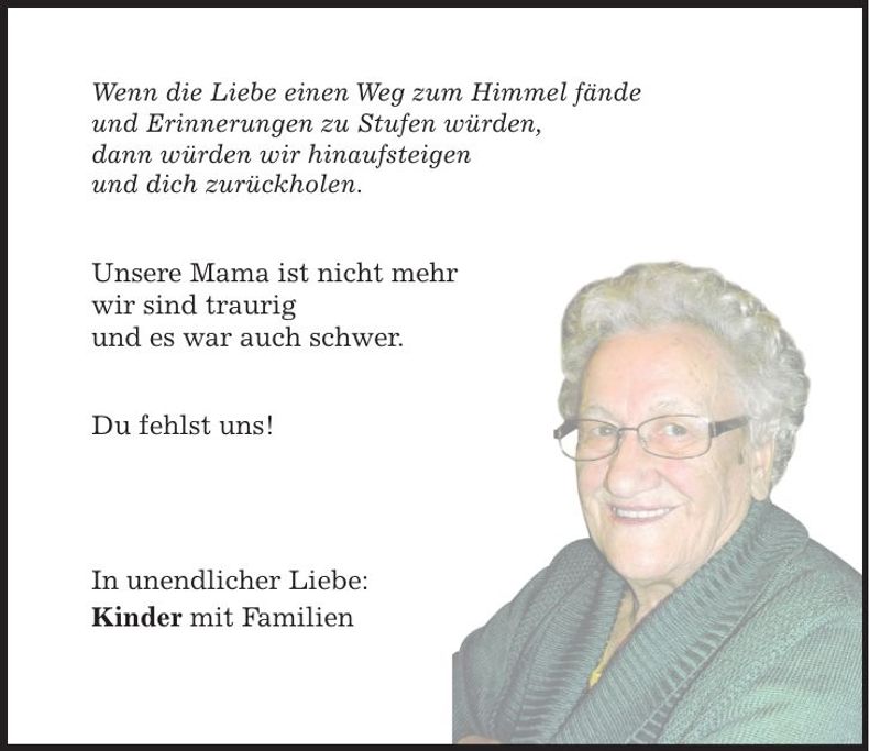 Traueranzeige Hedwig Pielmeier