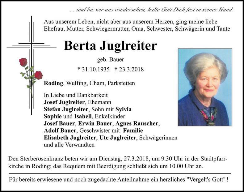 Traueranzeige Berta Juglreiter