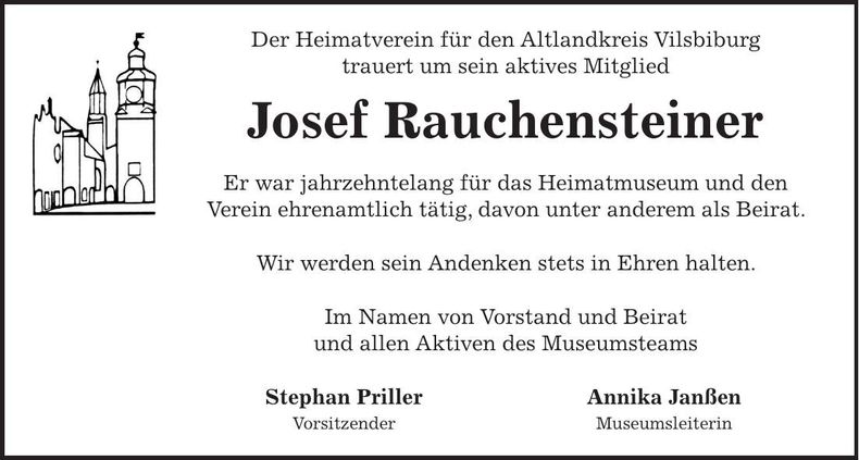 Traueranzeige Josef Rauchensteiner