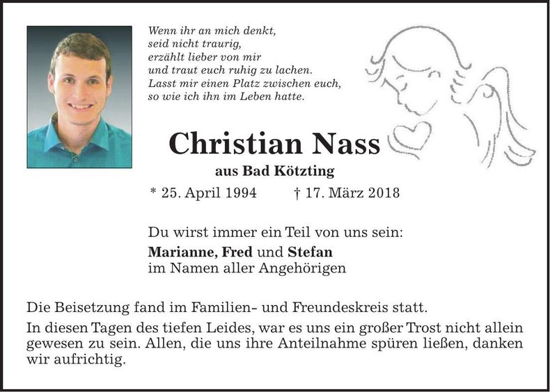 Traueranzeige Christian Nass