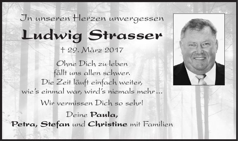 Traueranzeige Ludwig Strasser