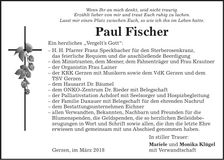 Traueranzeige Paul Fischer