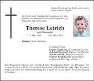 Traueranzeige Therese Leirich