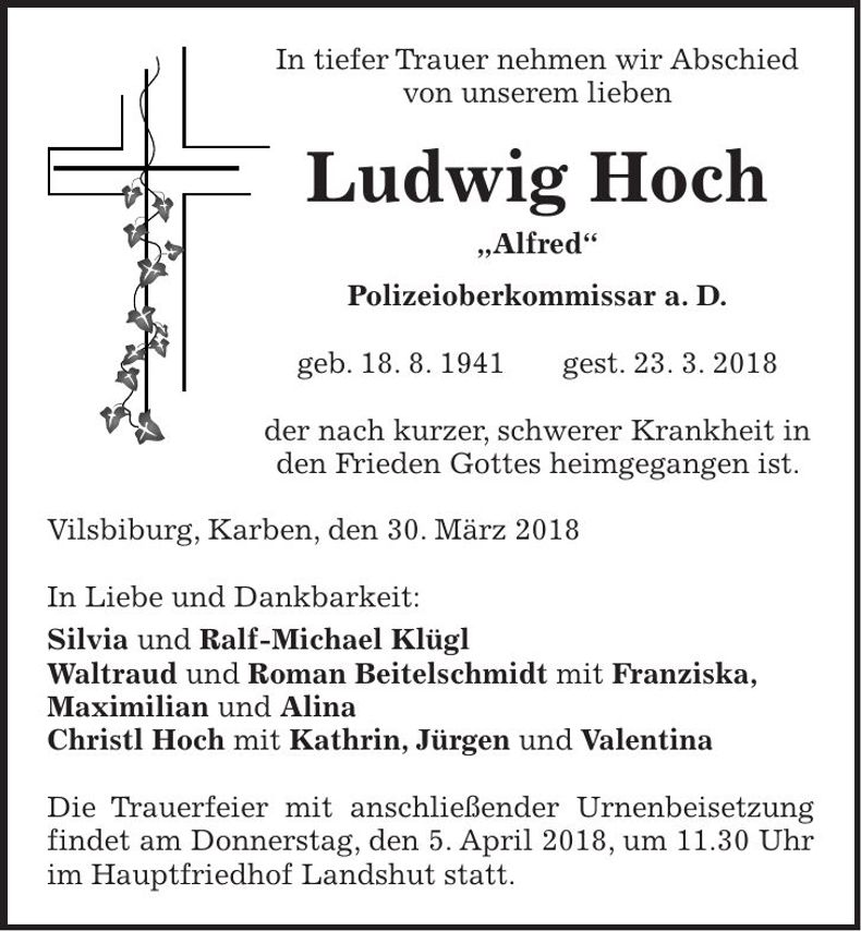Traueranzeige Ludwig Hoch