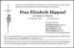 Traueranzeige Elisabeth Hippauf